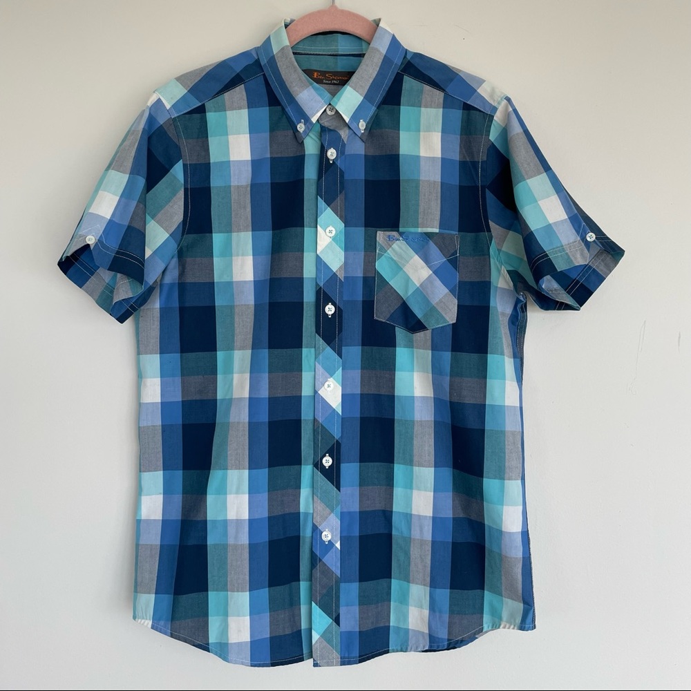 Ben Sherman Casual Plaid Short Sleeve Button Down Summer Shirt
